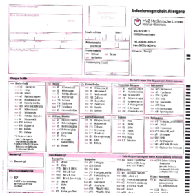 Allergie-Anforderungsschein